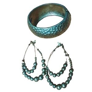 Metal Cuff Bracelet & Earrings set